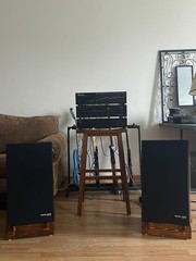 Pioneer HPM-500 Speakers MiJ Serviced Vintage Pair w/ Custom Wooden Stands