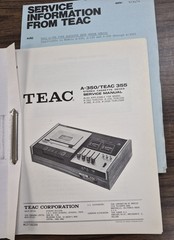 Teac A-350, A-355 Cassette Service Manual + 1/Service Info. – Original