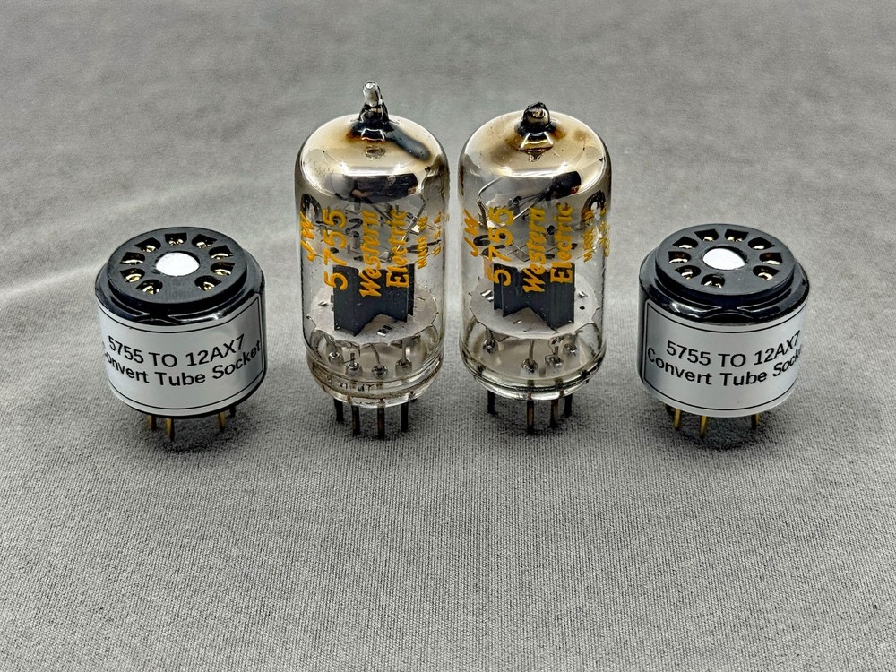 Western Electric JW 5755 420A Mil Spec w/12AX7 ADAPTERS Matched Balanced Pair