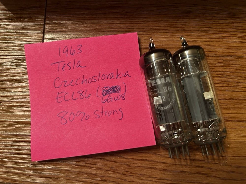 2 x 1963 TESLA 6GW8 ECC86 Tubes Czechoslovakia Strong Matched