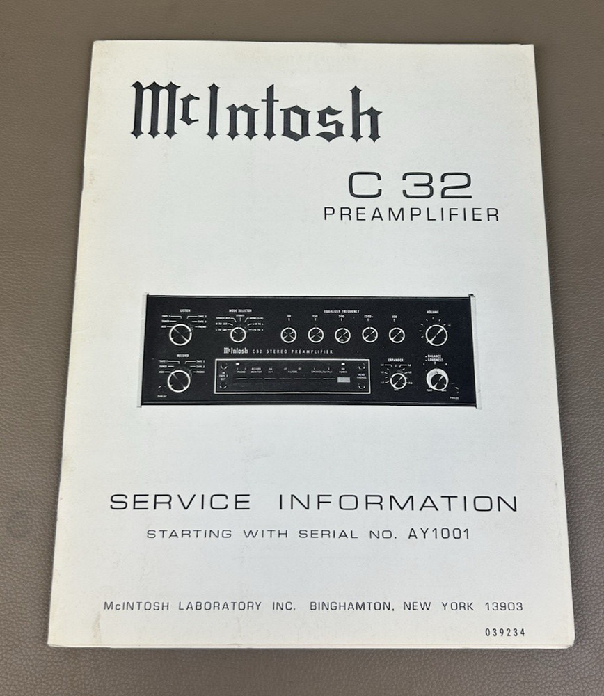 Mcintosh C32 Preamplifier Service Information D-1480