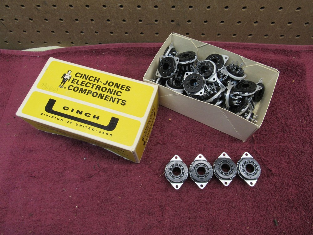 (4) NOS VINTAGE CINCH 9NSB VACUUM TUBE SOCKET 9-PIN NOVAL