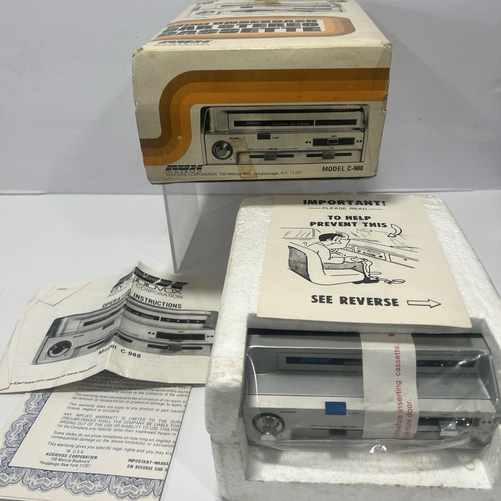 Audiovox AVX Mini Underdash Car Stereo Cassette Mode C-988 Vintage tested clean