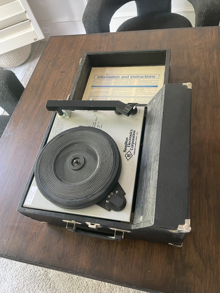 Hamilton Model Portable Record Player Vintage Tested And Working