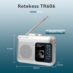 Portable TR606 Tape Recorder – Multi-Mode AM/FM & Voice Recording – Silver