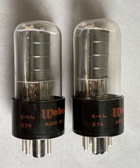 Matched Pair RCA 6V6GT Tubes Clear Top & Glass Black plates, Webcor labeled 1965