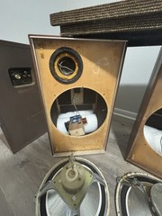 Vintage LEAK British Hi-Fi Speakers –12” Sandwich Woofers Original Cabinets Work