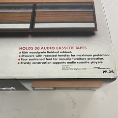 Vintage Audio Cassette Cabinet New In Box & Sealed Wood Grain Finish
