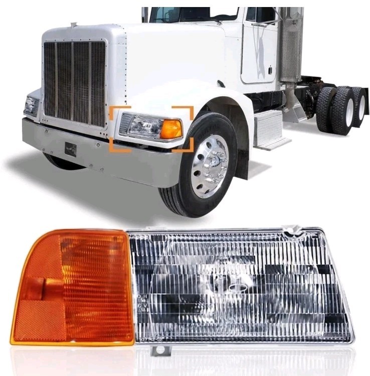 Front Driver Side Right Headlight with Corner Lamp for Peterbilt 385/377 Trucks