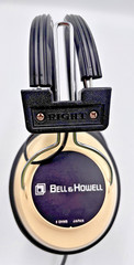 Bell Howell Vintage 8 Ohm Stereo Headphones Tested Black Cream Japan, tested