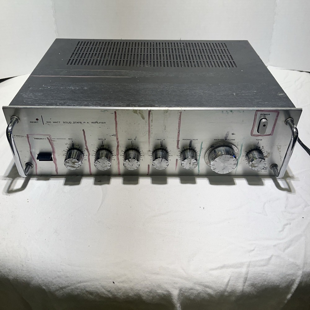 Realistic MPA-100 Solid State P A Amplifier Amp! Untested