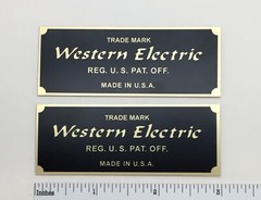 Western Electric Badge Logo Custom Made Aluminum PAIR Silver or Gold