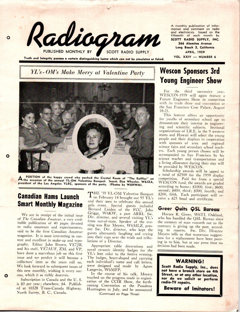 April 1959 Radiogram Scott Radio Supply Long Beach Vintage Audio Stereo Disc LA