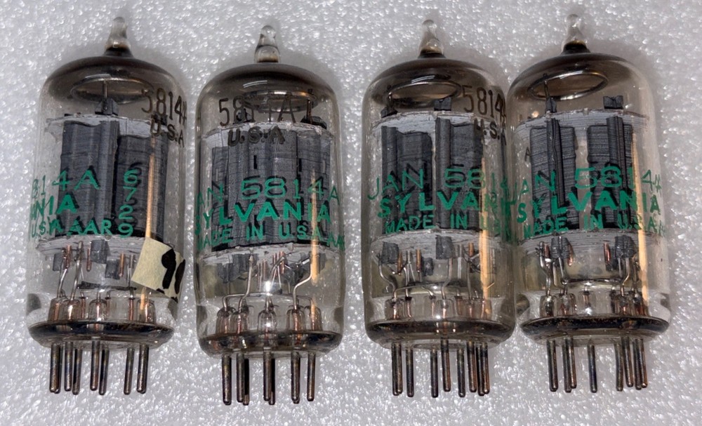 Matched Quad Sylvania JAN 5814A Mil Spec Grey Plate Vacuum Tubes TV7 Tested NOS