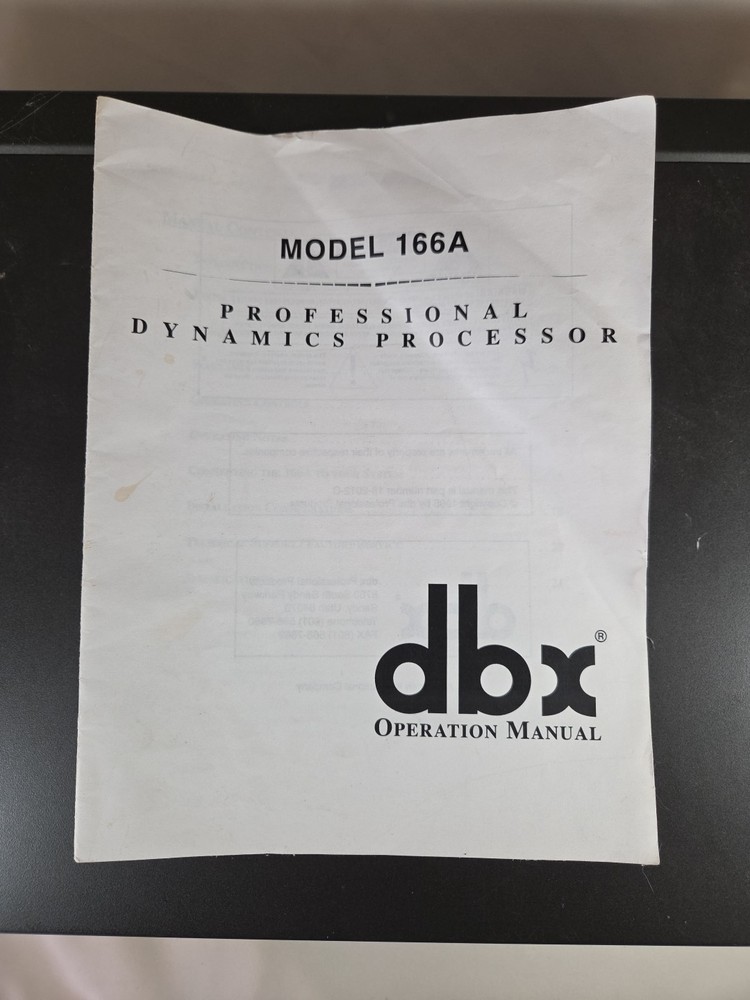 ORIGINAL – Dbx Model 166A Professional Dynamics Processor Owners Manual