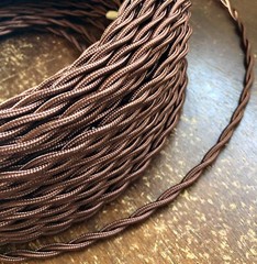 Brown Twisted Rayon Covered Wire, Vintage Style, Cloth Lamp Cord, Antique Lights
