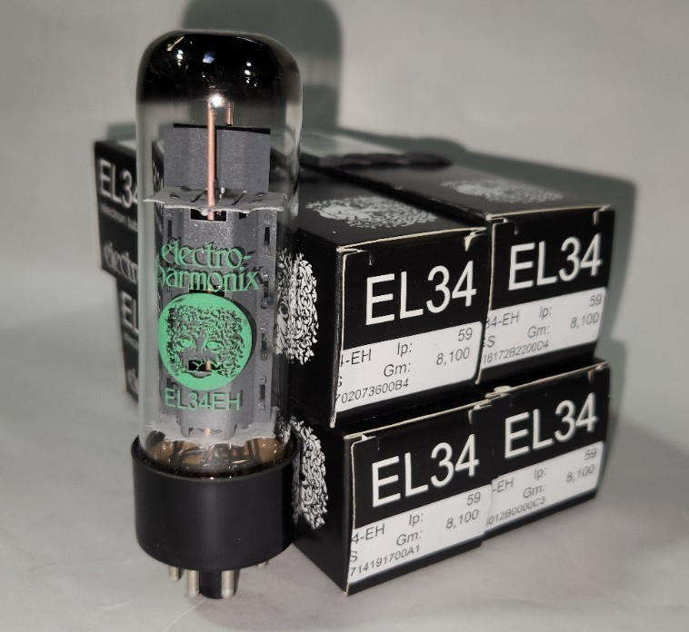 NEW – EL34 / 6CA7 vacuum tubes, Electro Harmonix, MATCHED QUAD (4)