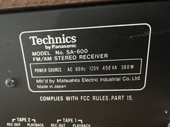 Vintage Late 1970’s Technics SA-600 FM/AM Stereo Silver Face Wood Receiver
