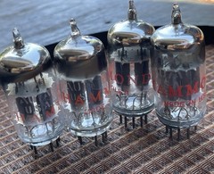 Quad Set (4) GE Hammond Short Grey Plate Top Halo 12AU7A 12AU7 Preamp Tubes