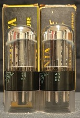 SYLVANIA 6SN7 GTB TUBE 1965 GREEN LABEL BLACK BASE CHROME TOP FOIL MATCHED SET