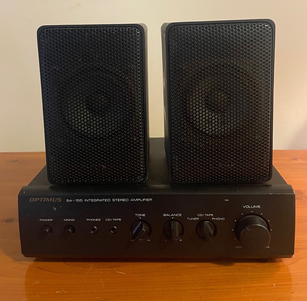 Vintage REALISTIC SA-155 Mini-Amplifier + Minimus 3.5 Speakers