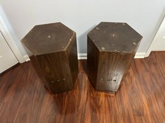PAIR EMPIRE GRENADIER 6000 SPEAKERS Round Marble Table Top Vintage