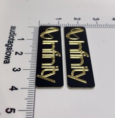 Infinity Reference Speaker Badge Logo Custom Made Engraved Solid Brass Pair