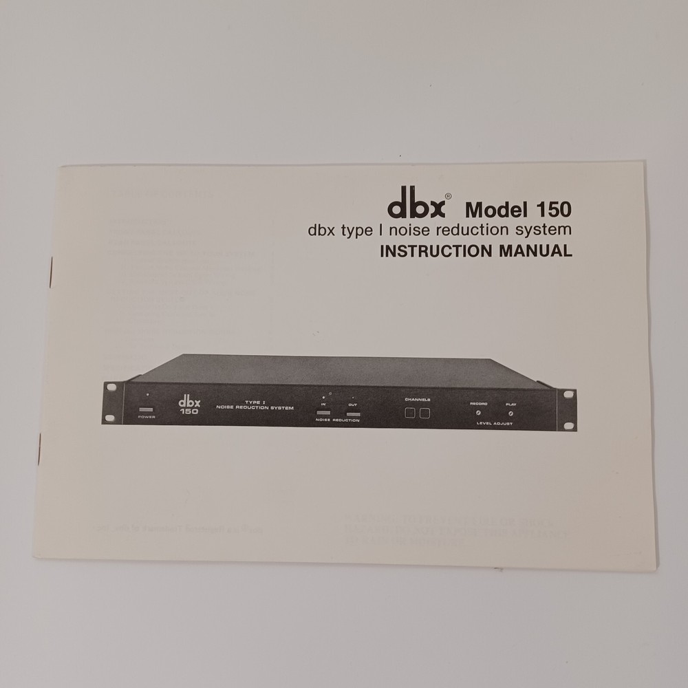 DBX Model 150 Vtg Instructions Manual