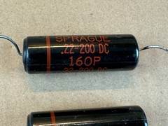 2 Vintage Sprague Black Beauty .22 uf 200v Capacitors 160P TEST GREAT low leak