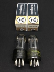 MATCHED PAIR WESTINGHOUSE 6SN7GTB Tall Bottle BLACK PLATE Vacuum Tubes H.9457