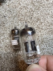 Pair Vintage Brimar 12AT7 ECC81 Grey Plate Square Getter Valves Used Tested Nos+