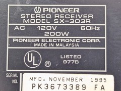 Vtg Pioneer Stereo Receiver 200W SX-303R