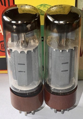 (2) Vintage Amperex “DD” Getter Brown Base EL34 6CA7 Tubes Tested @ NOS