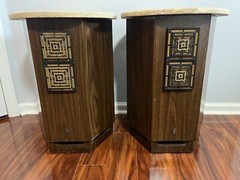 PAIR EMPIRE GRENADIER 6000 SPEAKERS Round Marble Table Top Vintage