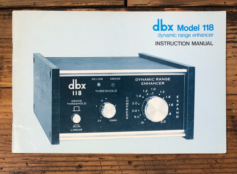 DBX Model 118 Range Enhancer Owners / User Manual *Original*
