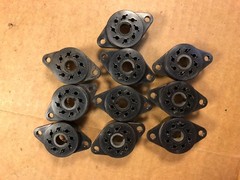 10 NOS Vintage Black 8-Pin Octal Vacuum Tube Sockets USA Alcon Bakelite (Qty Av)