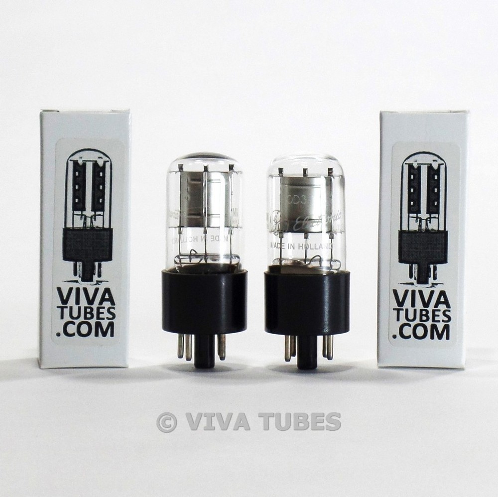 True NOS Matched Pair GE USSR 0D3/OD3 Silver Plate UFO Get Vacuum Tubes 100%+