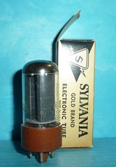 Sylvania Gold Brand 5Y3WGTA Rectifier Tube Brown Base Black Plate Tested NOS/NIB