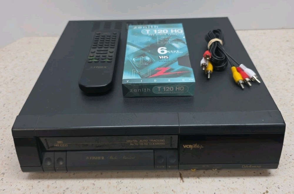 Fisher VHS VCR VCR Plus Tested Working w/ Original Remote 4 Head FVH4505