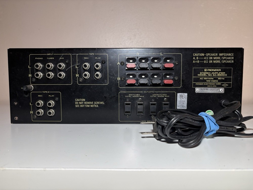 Pioneer SA-6500 II Stereo Integrated Amplifier Rear Panel / Plate