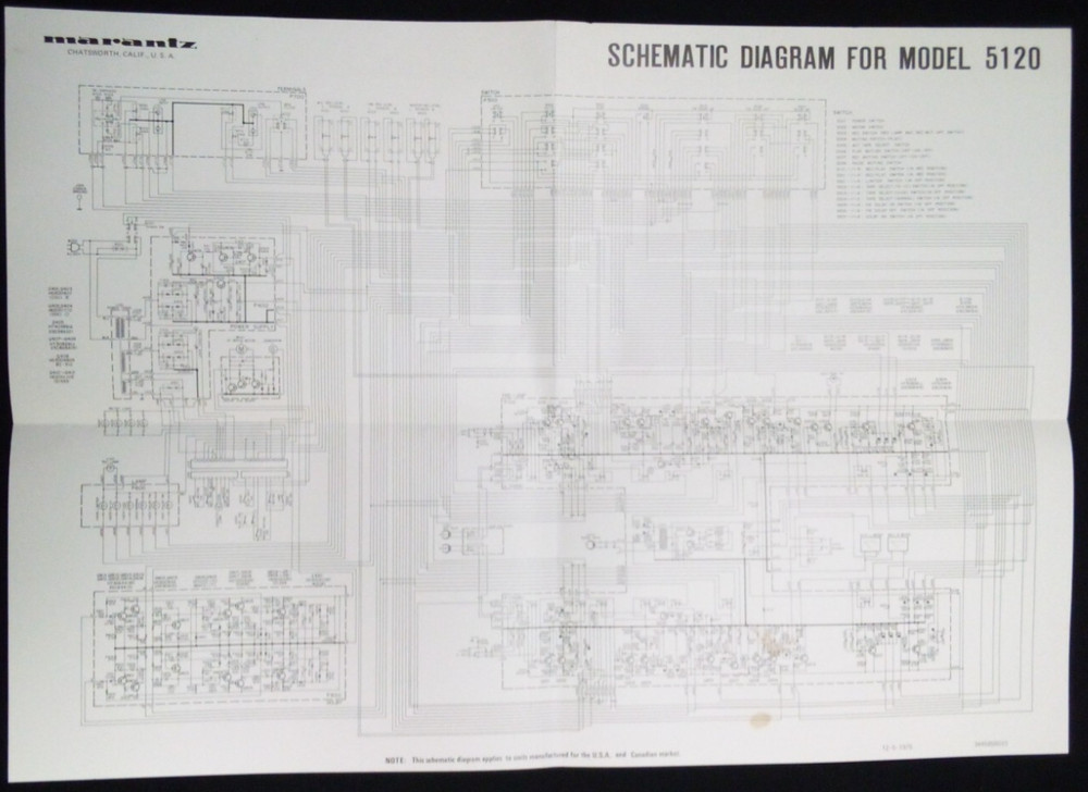 VTG 1975 MARANTZ MODEL 5120 SCHEMATIC DIAGRAM FOLDOUT ADVERTISING BROCHURE F