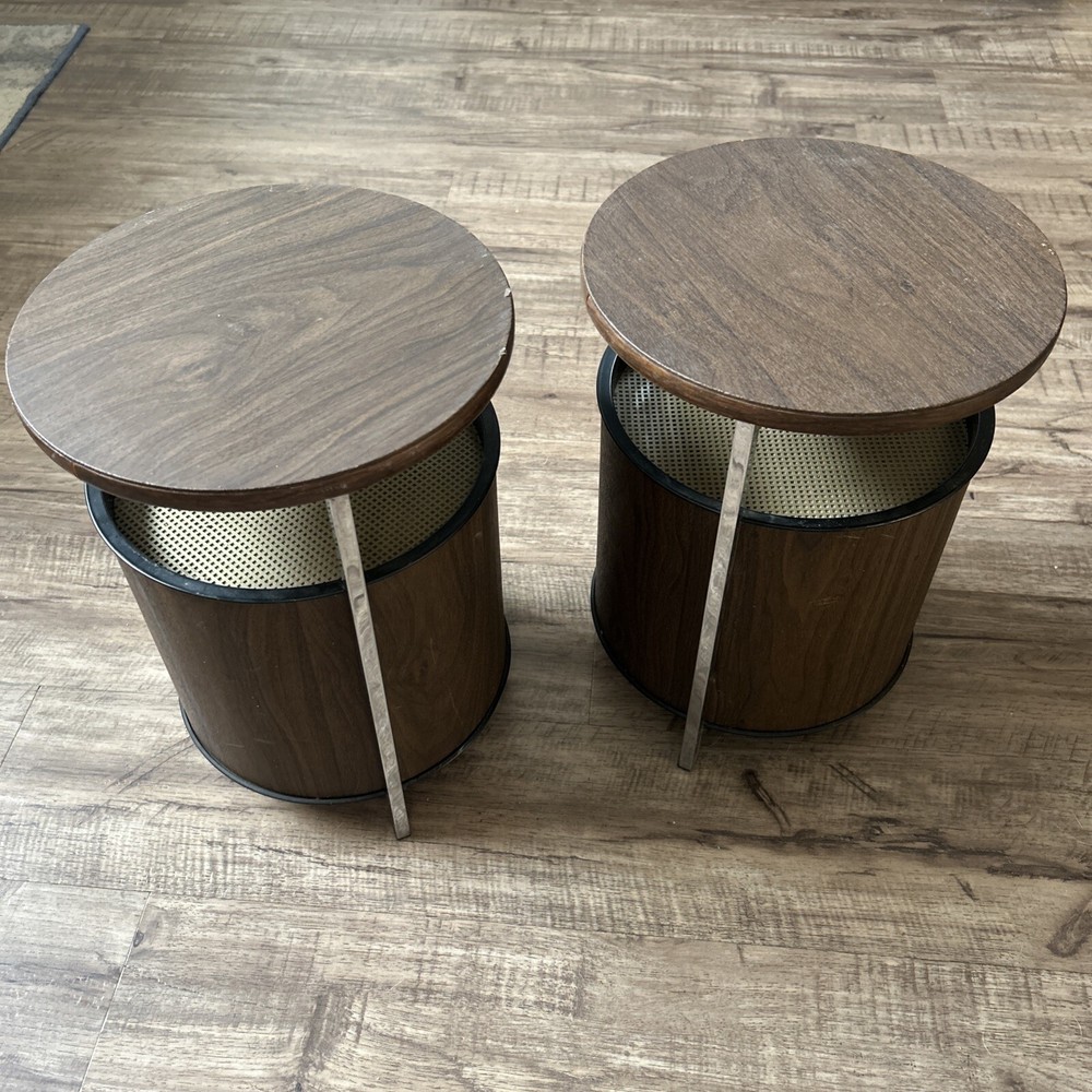 Vintage Pair Zenith Circle of Sound Speakers Mid Century Modern Omnidirectional