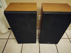 Vintage Pair Technics SB-S407 3 Way 150 Watts Hi-Fi Speakers Tan Cabinet W/Grill