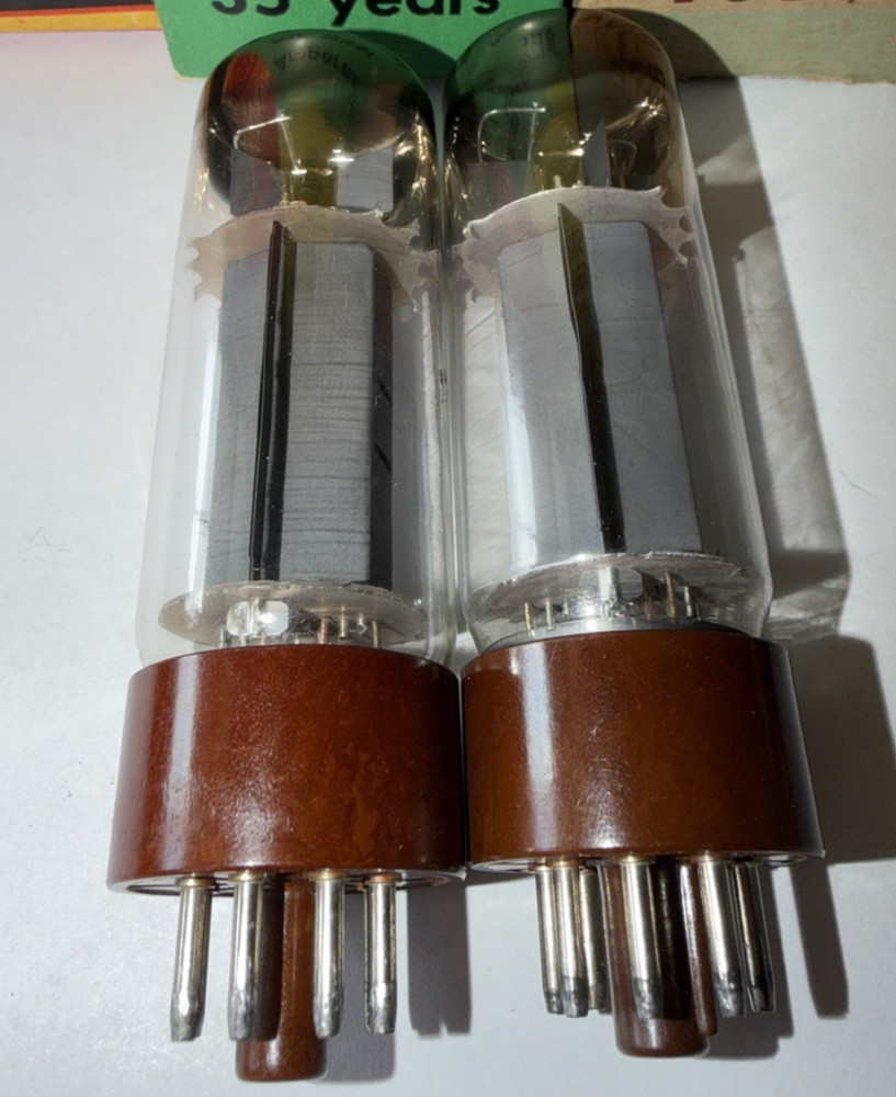 (2) Vintage Amperex “DD” Getter Brown Base EL34 6CA7 Tubes Tested @ NOS
