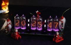 Nixie tube clock. IN-14 6 digits tubes. Carbon fiber case. USB-type C