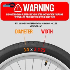 2 Pack Heavy-duty 14 X 2.125 Electric Bike Inner Tubes with Angled