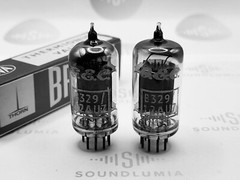 2x Brimar B329 (ECC82+) Long Plates Square Getter – G.E.C. Label – UK ’55/56