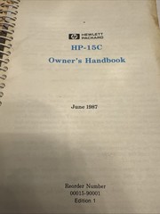 Owner’s Handbook for HP-15C Calculator (Manual, Guide) June 1987