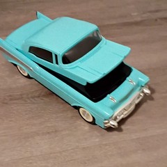 Chevrolet 57 Chevy Video Cassette Rewinder Blue Car Shaped DC 12V 200mA Taiwan