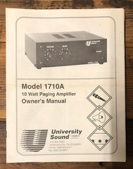 University Sound Model 1710A Amplifier Owners Manual & Schematic *Orig*